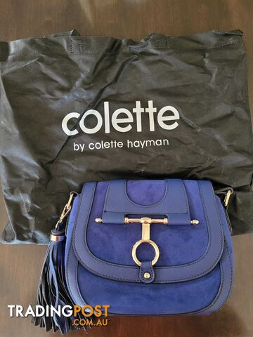 Colette Blue Suede-like Handbag - brand new