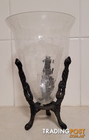 Vintage Crackle Glass Vase - like new - great gift idea