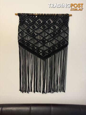 Black macramé wall hanging