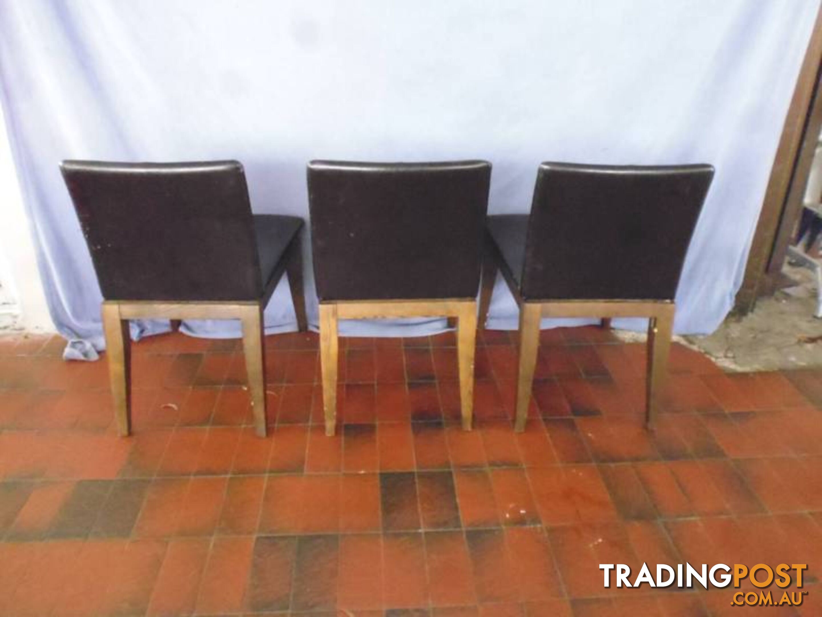 3 x Wood & Leather Chairs, 369395