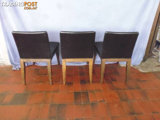 3 x Wood & Leather Chairs, 369395