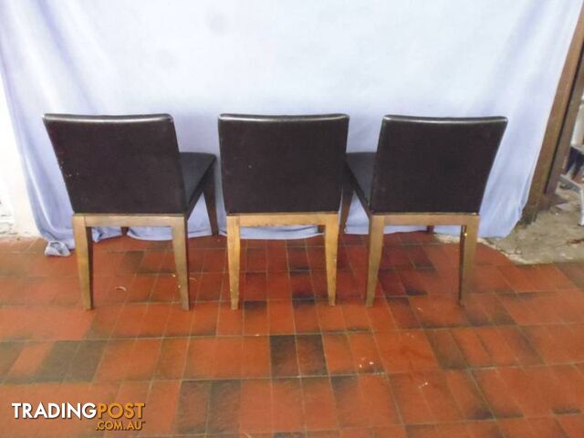 3 x Wood & Leather Chairs, 369395