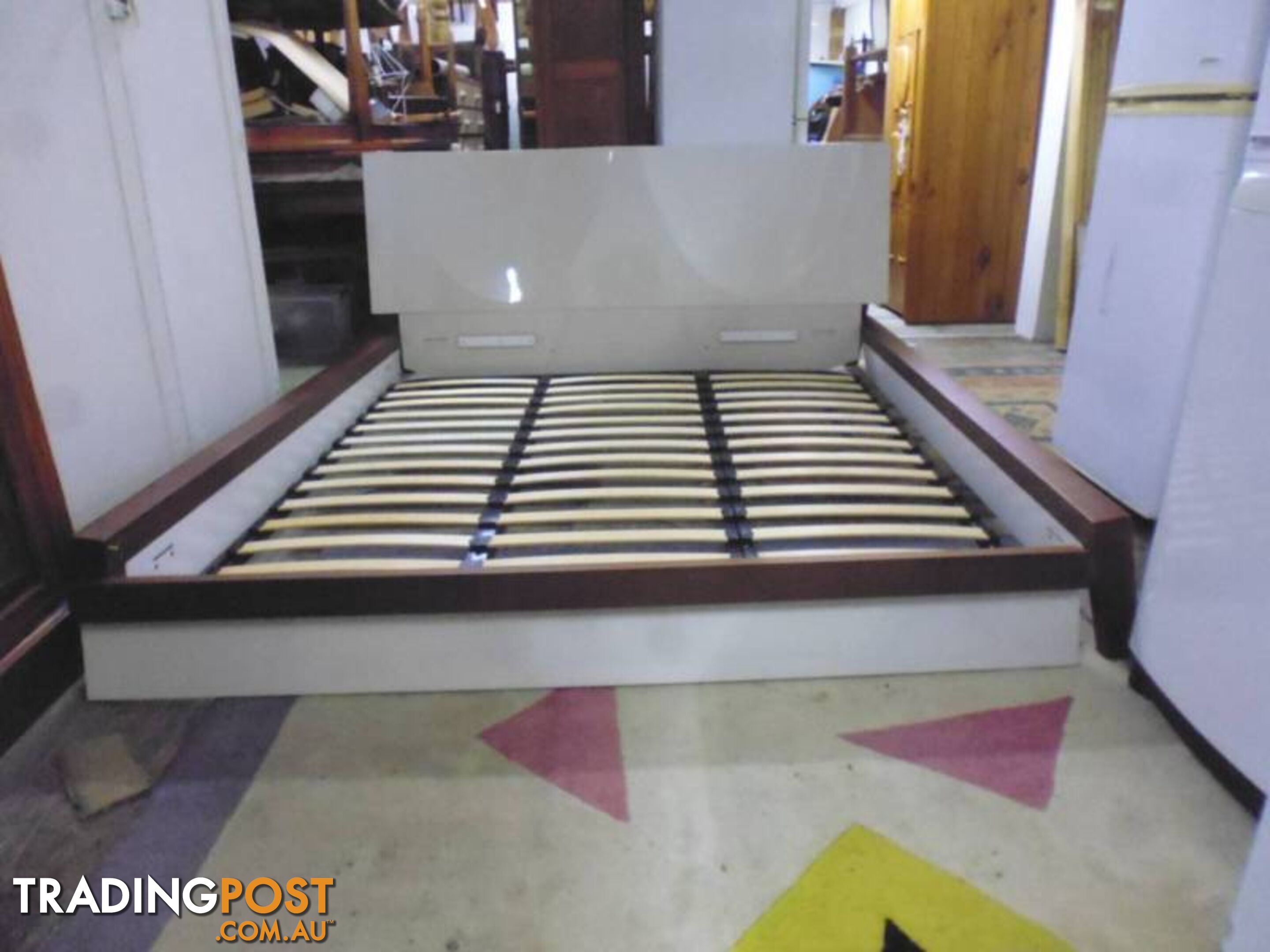 King Bed Frame with Spring Base, 370040