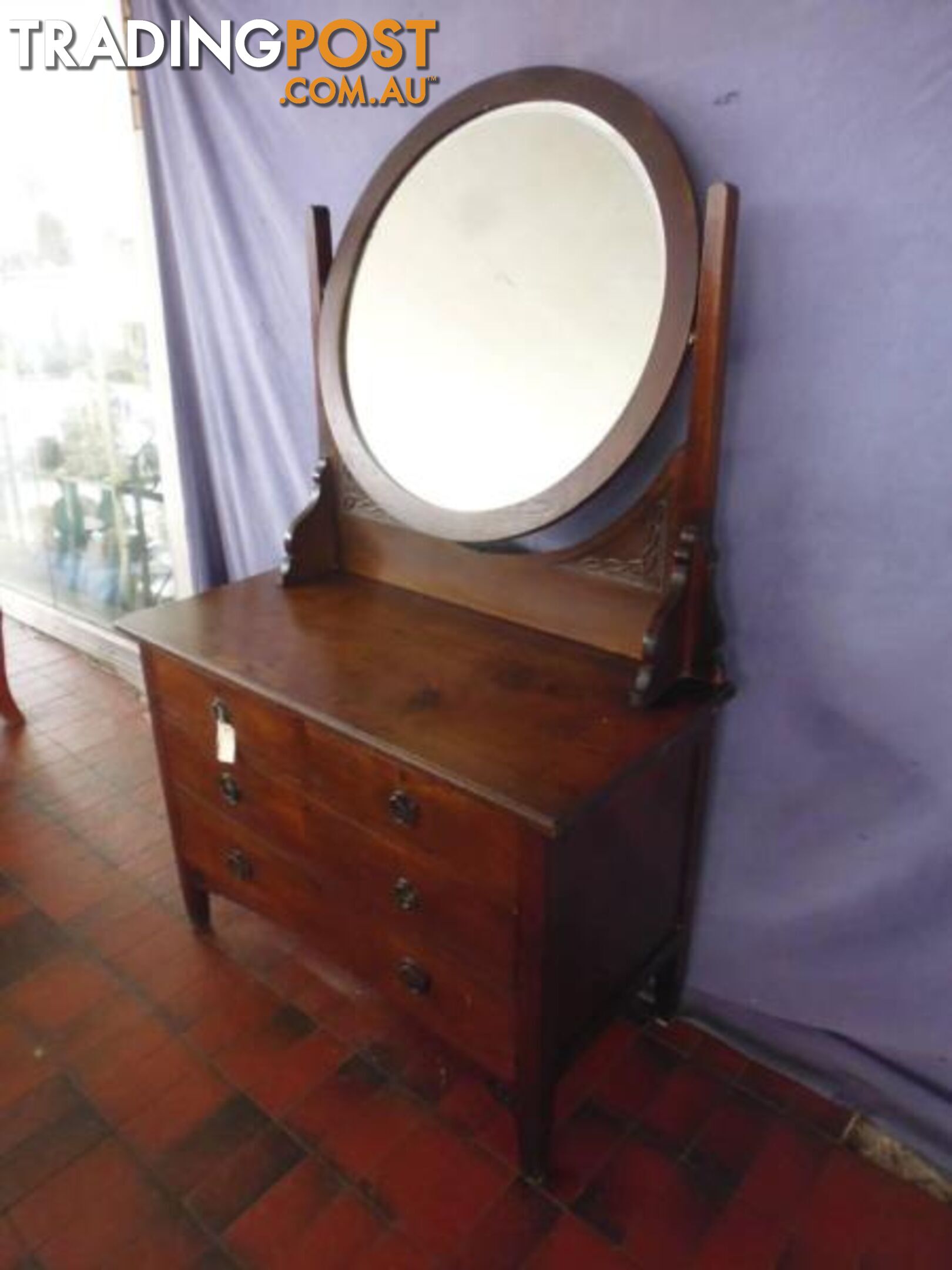 Dressing Table, Round Mirror, 368243