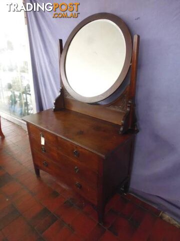 Dressing Table, Round Mirror, 368243