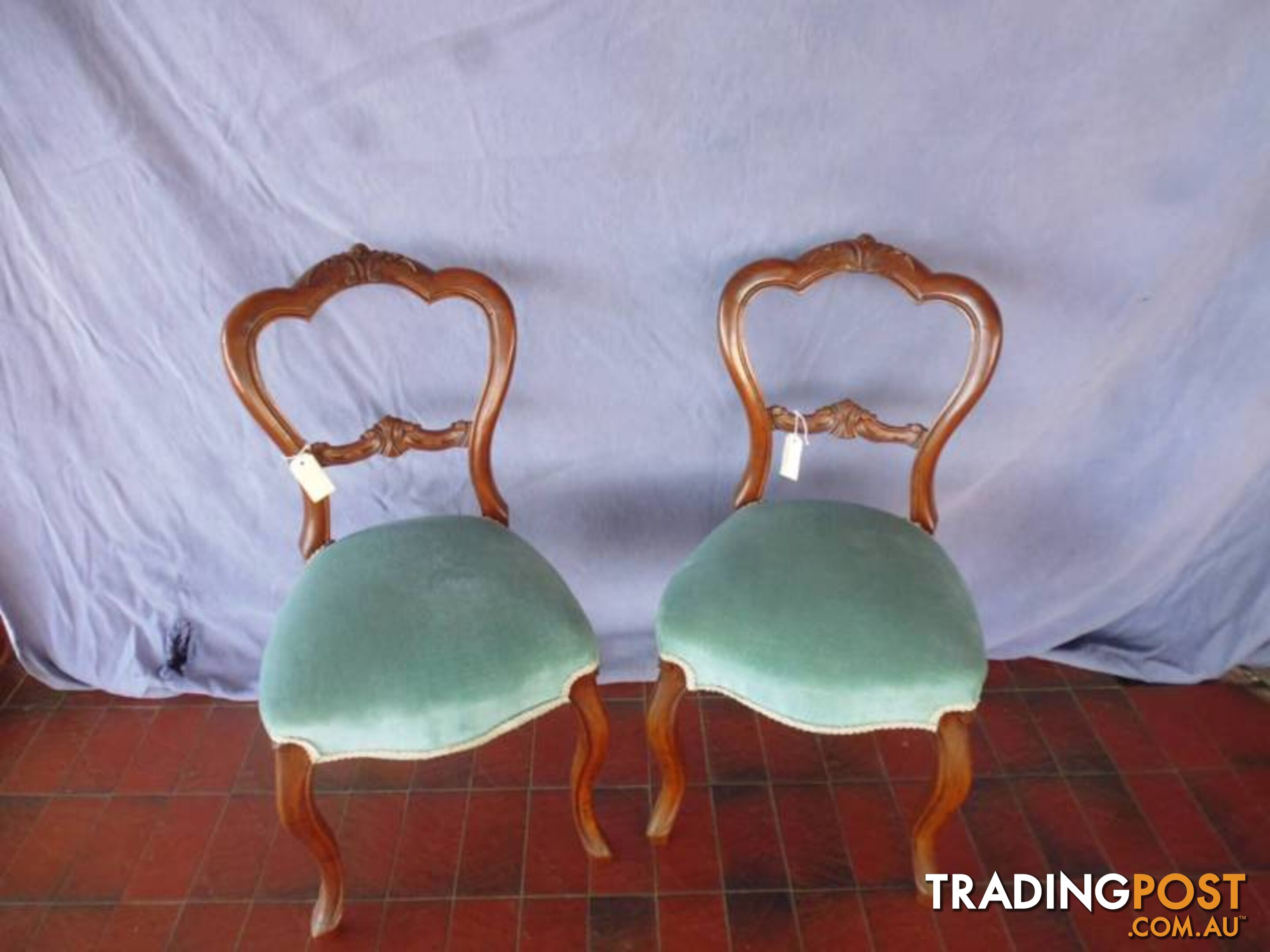 2 x Blue Victorian Chairs, 369964