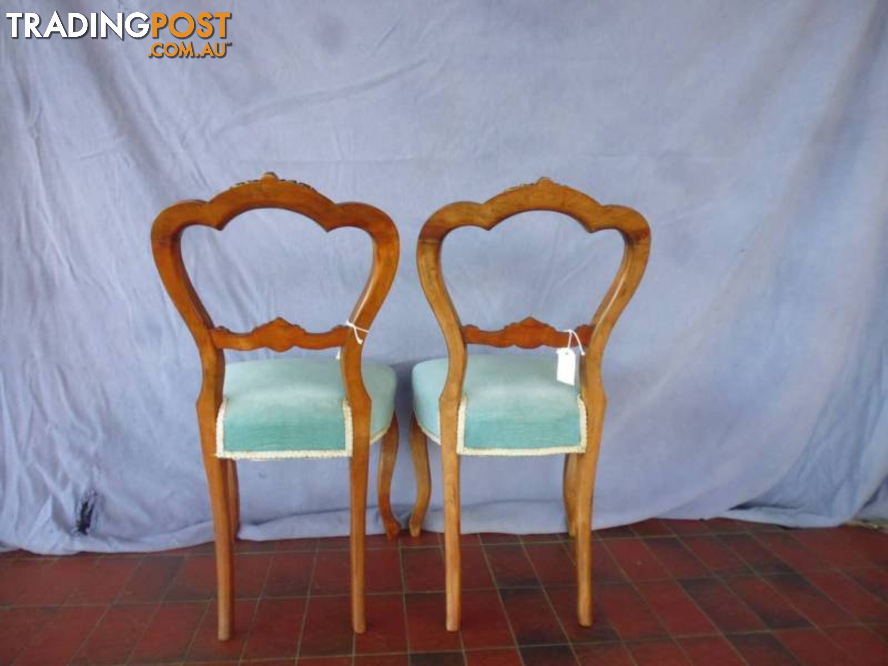 2 x Blue Victorian Chairs, 369964