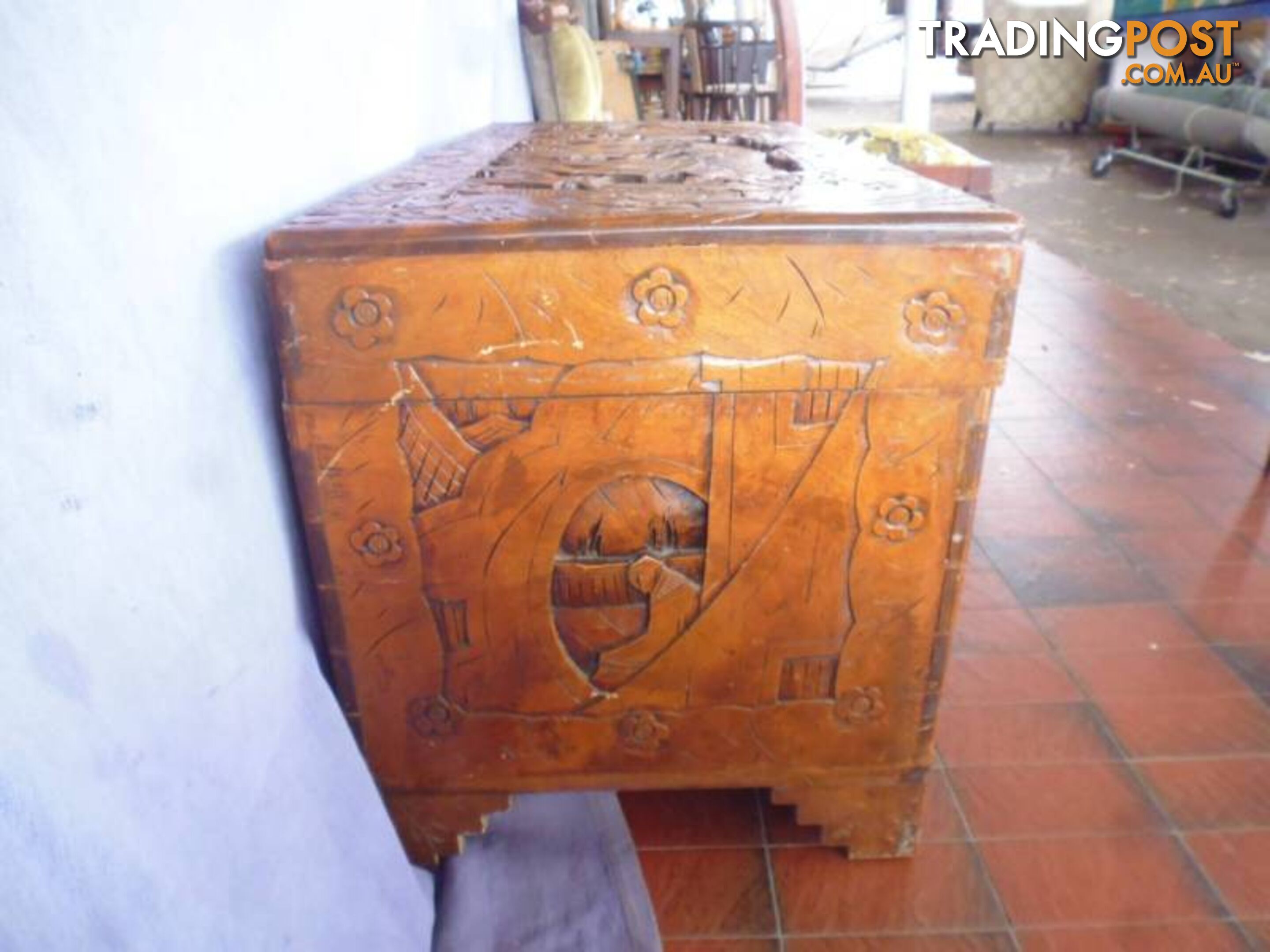 Camphor Wood Chest Large Carved 369319