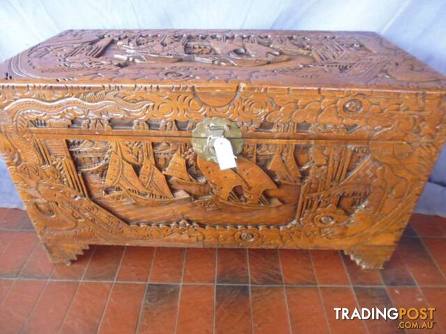 Camphor Wood Chest Large Carved 369319