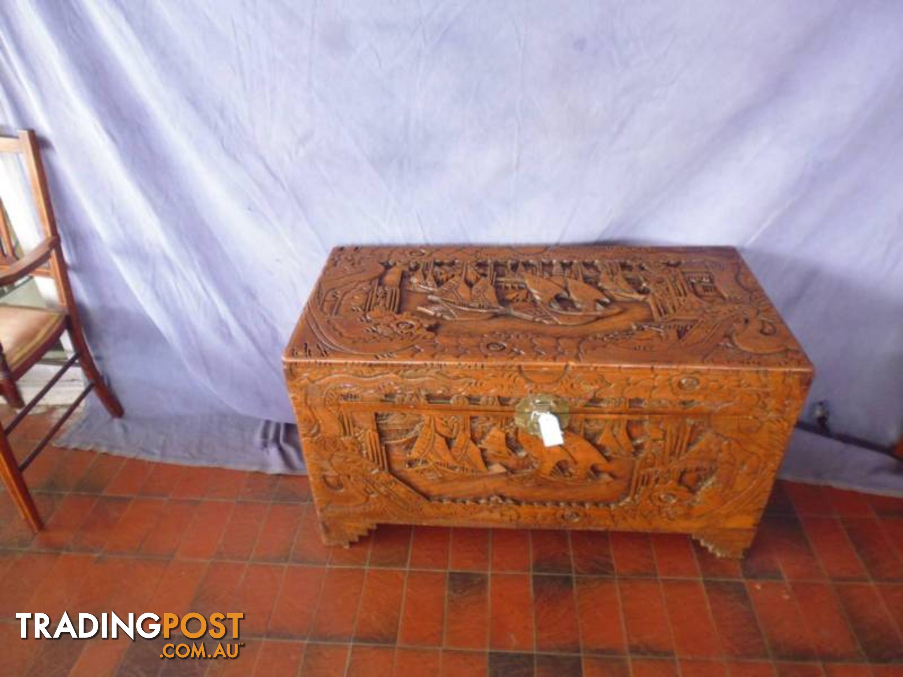 Camphor Wood Chest Large Carved 369319