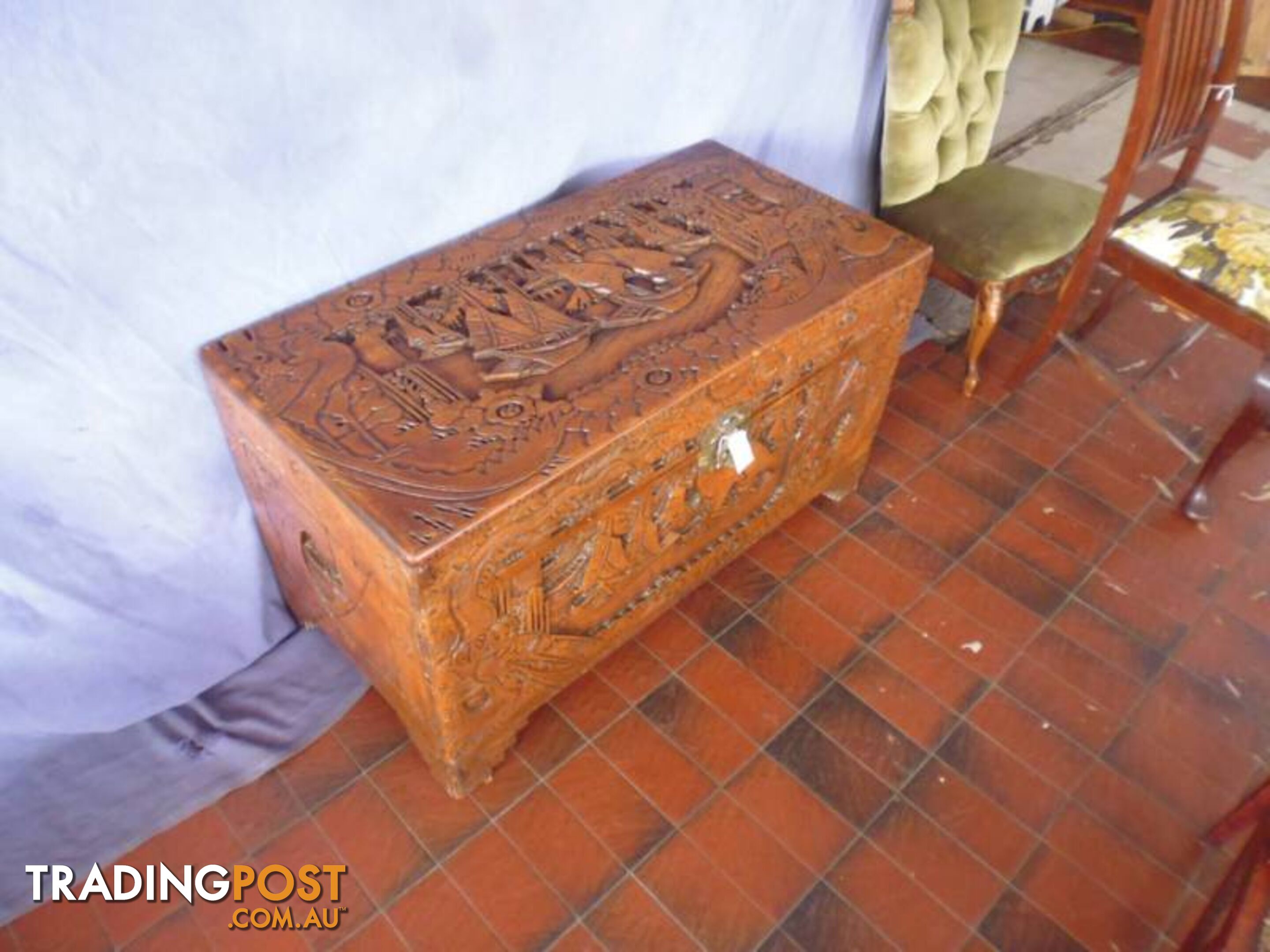 Camphor Wood Chest Large Carved 369319