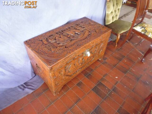 Camphor Wood Chest Large Carved 369319