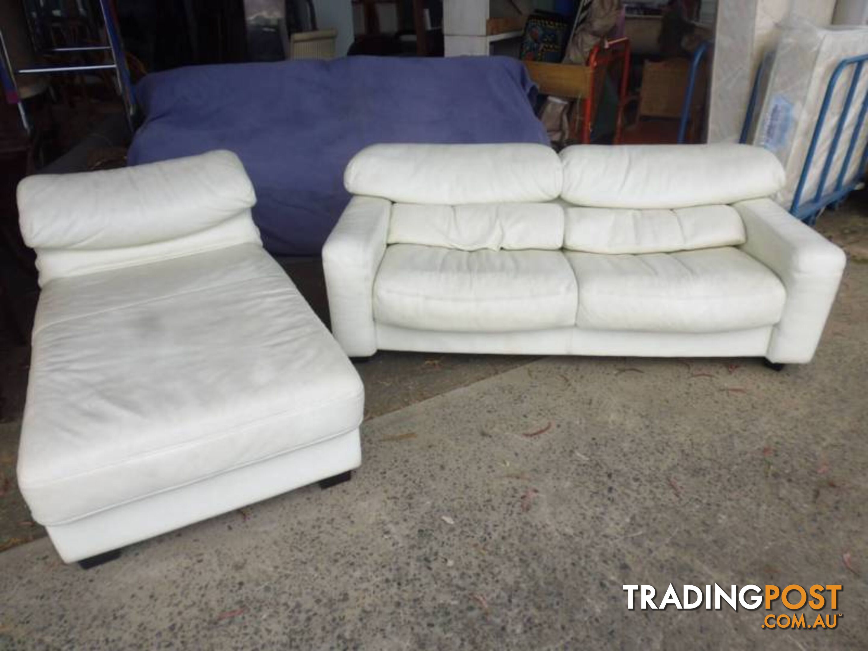 Lounge Suite, 2 Piece, White Leather, 369227