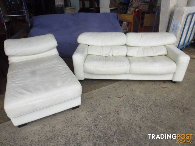Lounge Suite, 2 Piece, White Leather, 369227