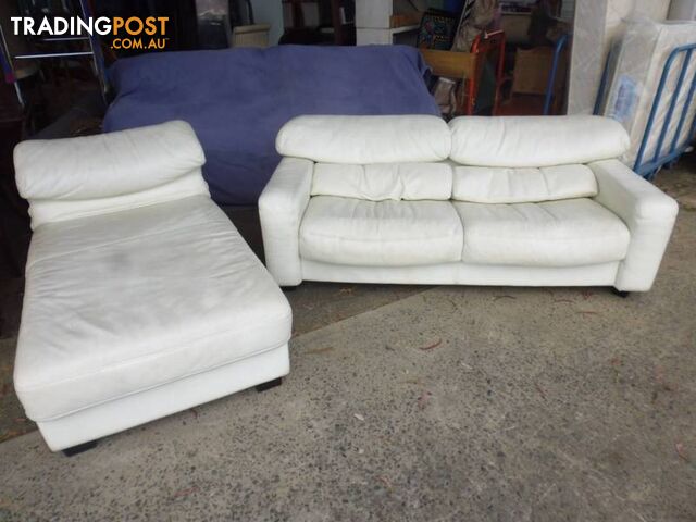 Lounge Suite, 2 Piece, White Leather, 369227