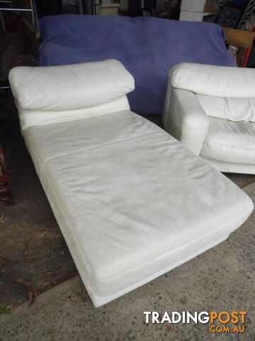 Lounge Suite, 2 Piece, White Leather, 369227