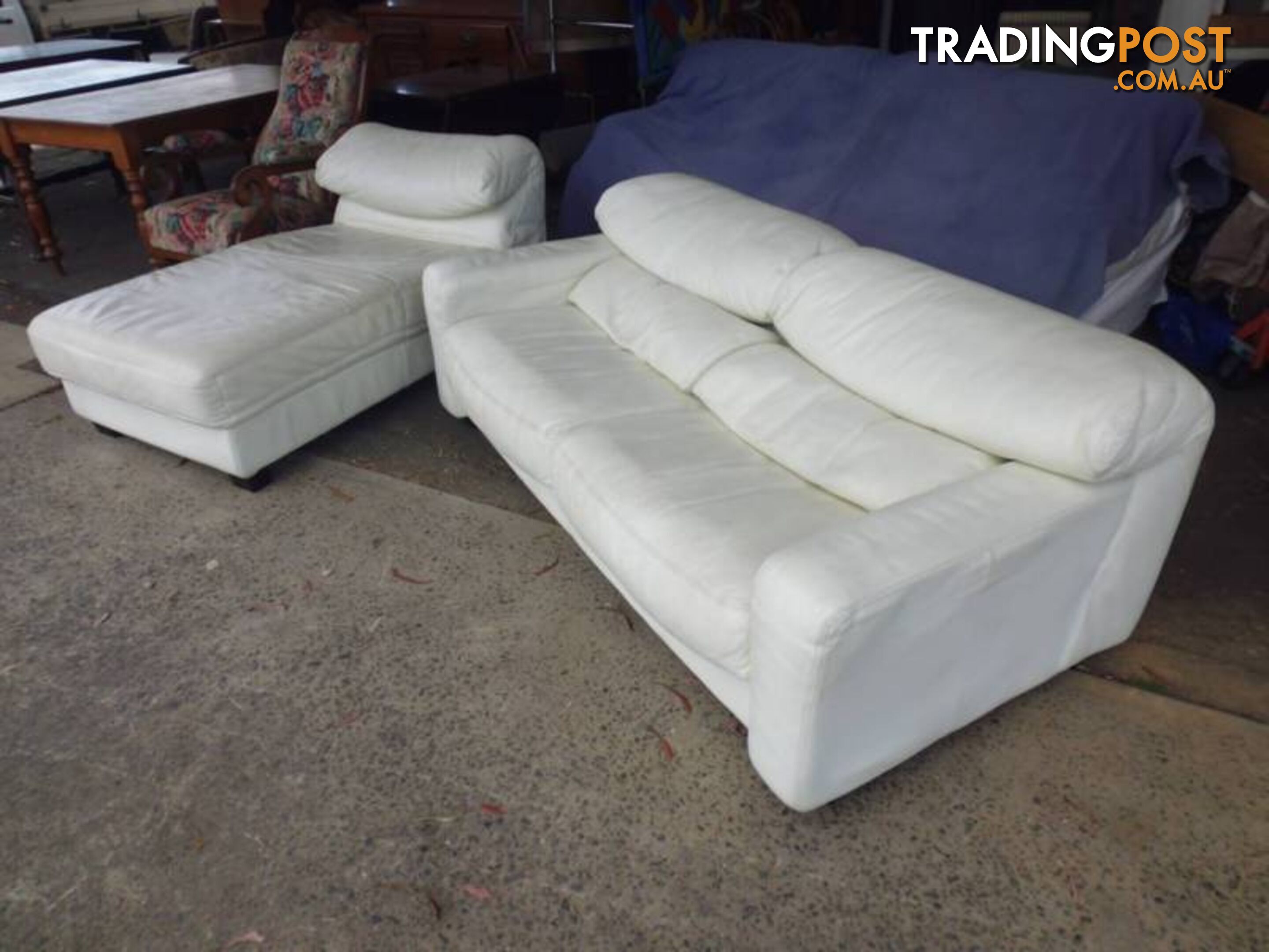 Lounge Suite, 2 Piece, White Leather, 369227