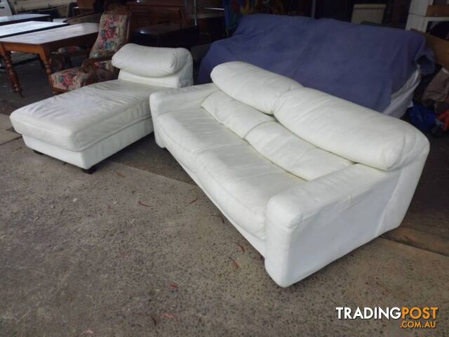 Lounge Suite, 2 Piece, White Leather, 369227