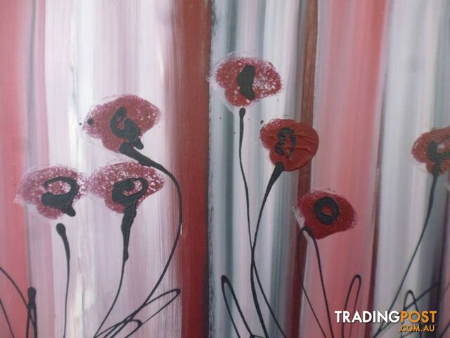 Pickerin Original Poppies 3 Piece Painting, 369761