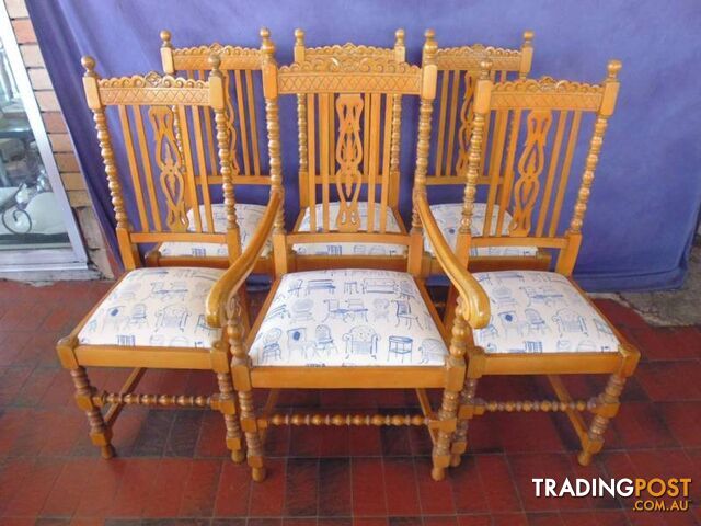 Chairs 6 Oak Jacobean Painted 366672