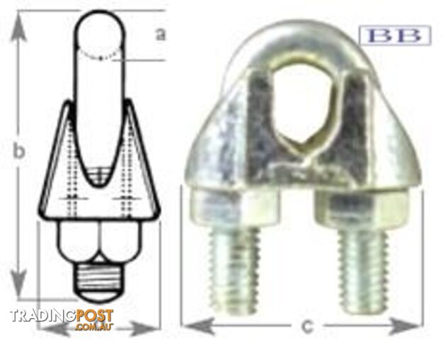 Gal Wire Rope Grip suits wire 1/4"