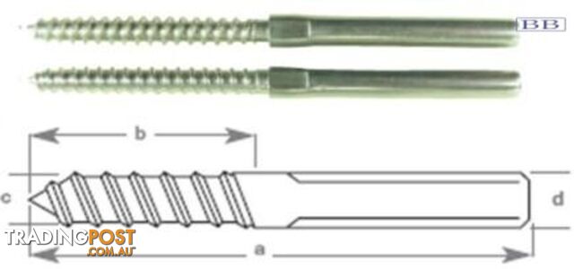 Swage Terminals with Lag Screw 3.0mm 1/8