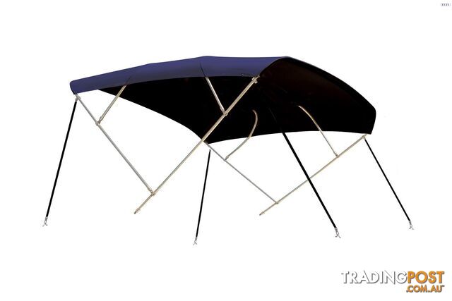 Cruiser bimini cover Sunbrella Blue/ Black Stainless Steel frame 4 bow