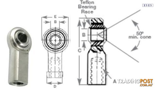 Rod ends s/s 3/8 1/2 5/8 3/4UNF