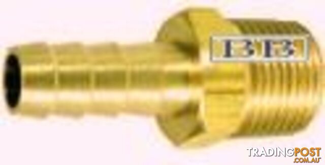 Brass hose tail 1/4" NPT x 8mm ID hose