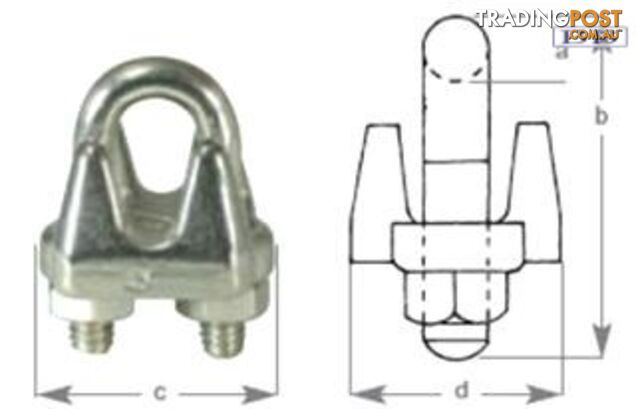 S/S Wire Rope Grip suits wire 4mm