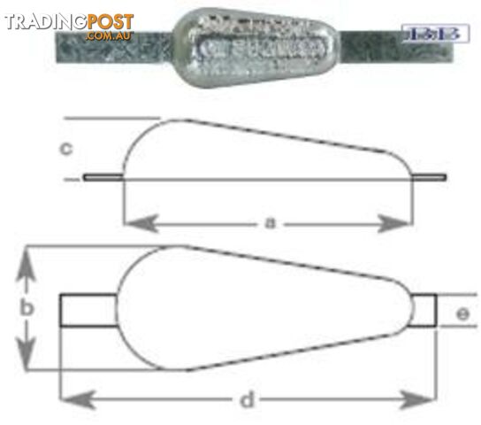 Tear Drop Anode Inc Strap 1.1kg