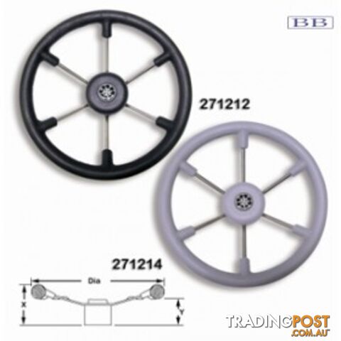 Boat steering wheels Leader S/S 271212 steering Wheel Black or Grey
