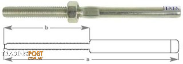 Swage threaded Terminals to suit 2.5mm (3/32") wire TO 1/4"