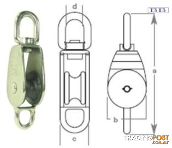 Single Block and Becket 14mm