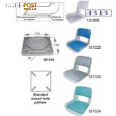 Boat Quick Disconnect Swivel Seat and Base - Blue Pads