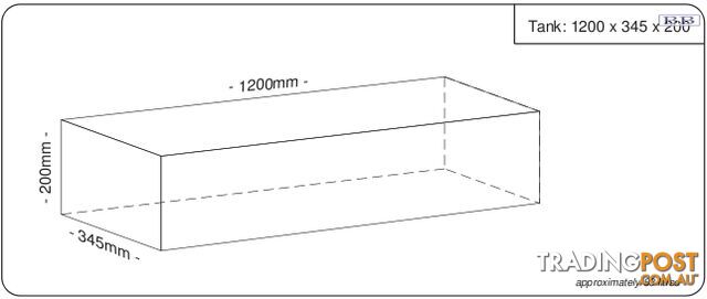 Water tank 1200mm LONG x 345mm MID x 200mm SHORT 83 litre