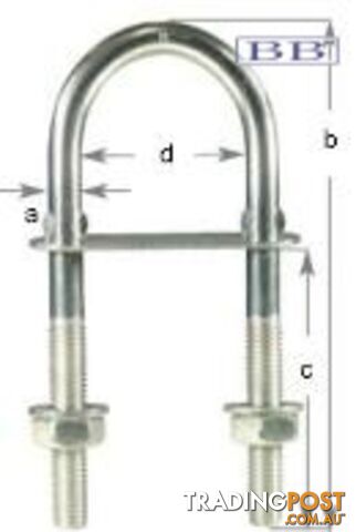'U' Bolt - Crimped M8
