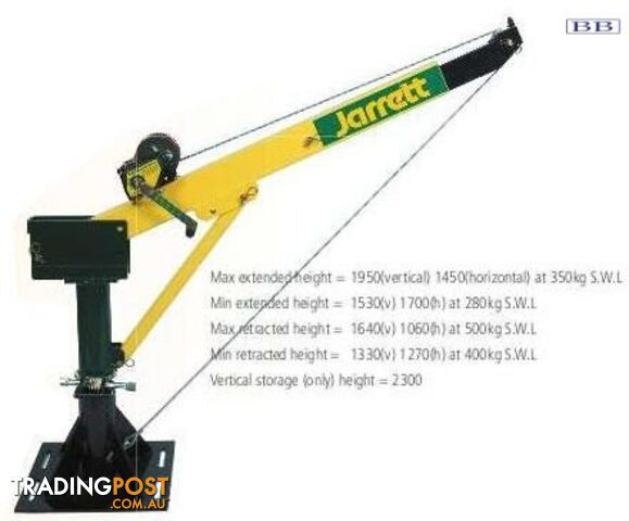 Backsaver cranes by Jarret 500kg Electric Crane Lift and Turn STD colour or White F19001E12 F19001E24