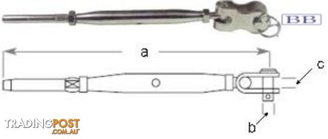 Turnbuckle to suit 5.0mm (3/16") wire