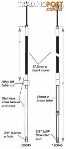 D0345 - TFX steering cable - 7.75m