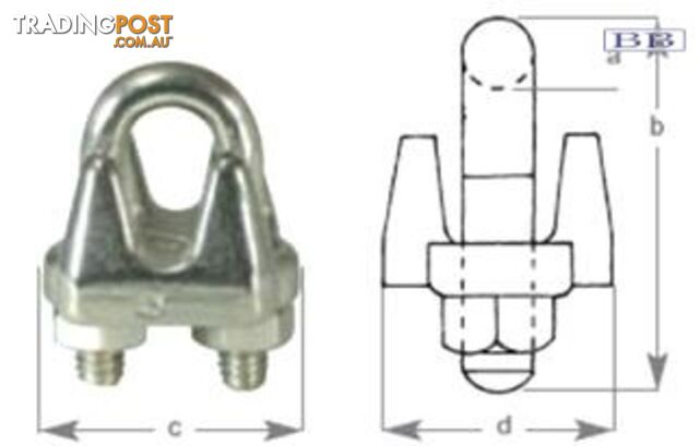 S/S Wire Rope Grip suits wire 14mm