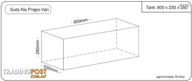 Water tank 800mm LONG x 280mm MID x 230mm SHORT 50 litre