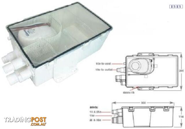 Attwood Grey waste sump & pump 12 / 24v Volt