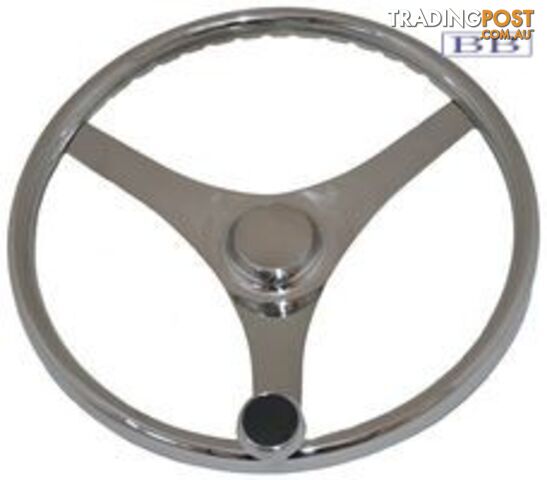 Stainless Steel Sports Steering Wheel with speed knob 3 spoke Looks and feels Great