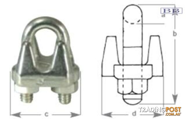 S/S Wire Rope Grip suits wire 10mm