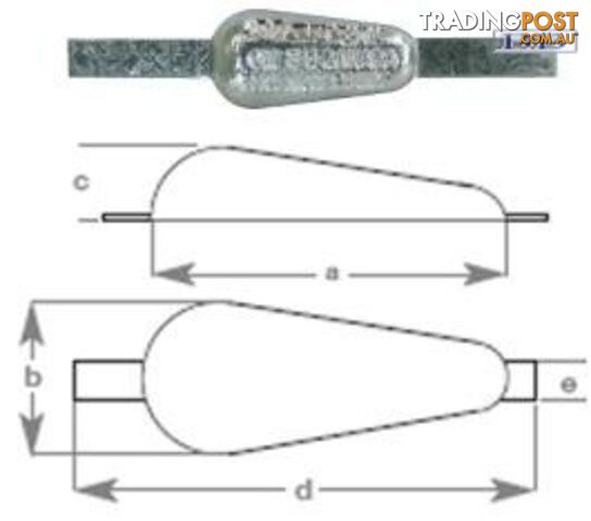Tear Drop Anode Inc Strap 2.6kg