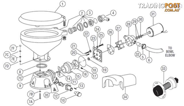 JABSCO Standard 37010 Electric toilet parts
