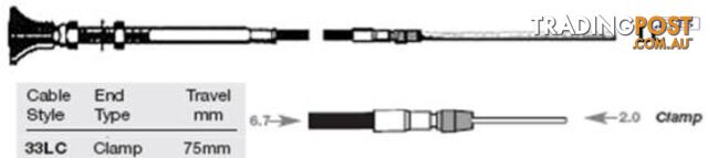 Teleflex Cables 33LC Control Cable - 1.00m clamp type