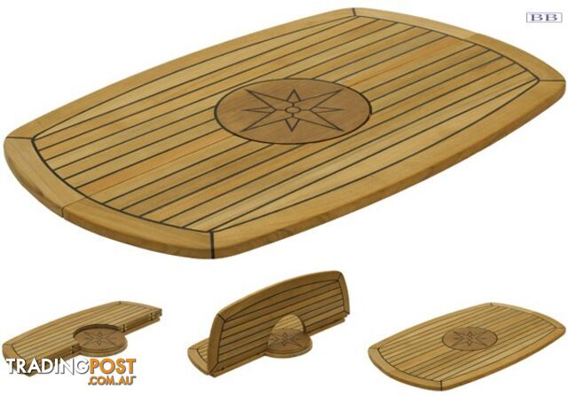 Marine TEAK Table tops Folding Elipse with Circle 139446