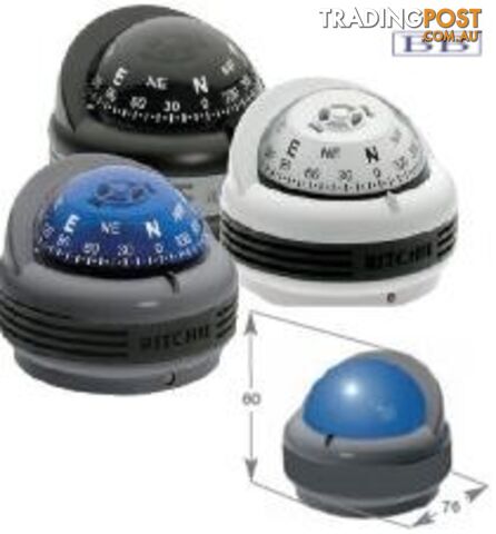 Marine Trek surface mount compass - Black